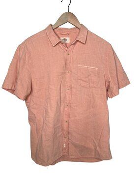 Marine Layer Mens Peach Button-Up Short Sleeve Cotton Shirt Size Medium